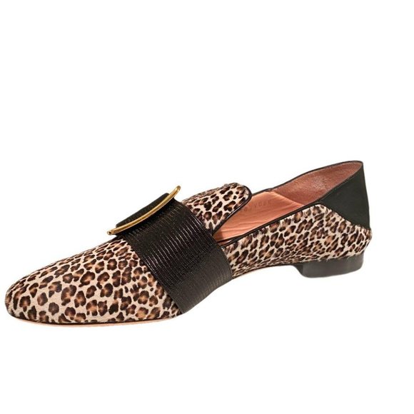 Women's Janelle Leopard Print Calf Hair Slip Size 38.5 US 8 - Picture 2 of 4